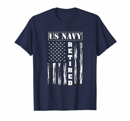 Us Navy Retired Distressed American Flag Tee