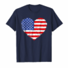 Usa Flag Heart T Shirt 4th July Red White Blue Stars Stripes