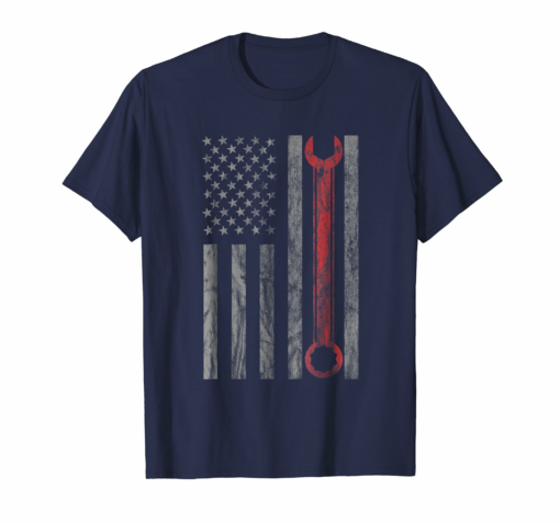 Vintage Distressed Mechanic Shirt Mechanic Usa Flag T Shirt