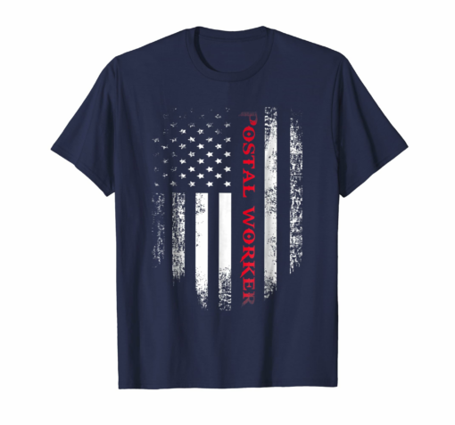 Vintage Usa Red White Postal Worker American Flag T Shirt