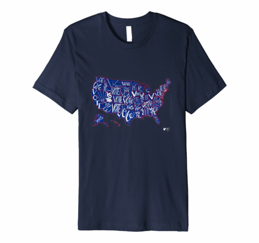 Vote Tee With A Map Of The United States