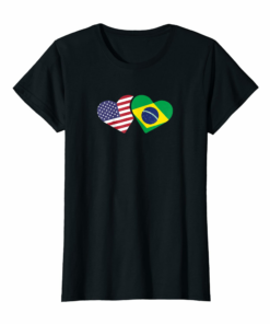 Womens Brazil Usa Flag T Shirt Heart Brazilian Americans Love Cute Womens Brazil Usa Flag T Shirt Heart Brazilian Americans Love Cute