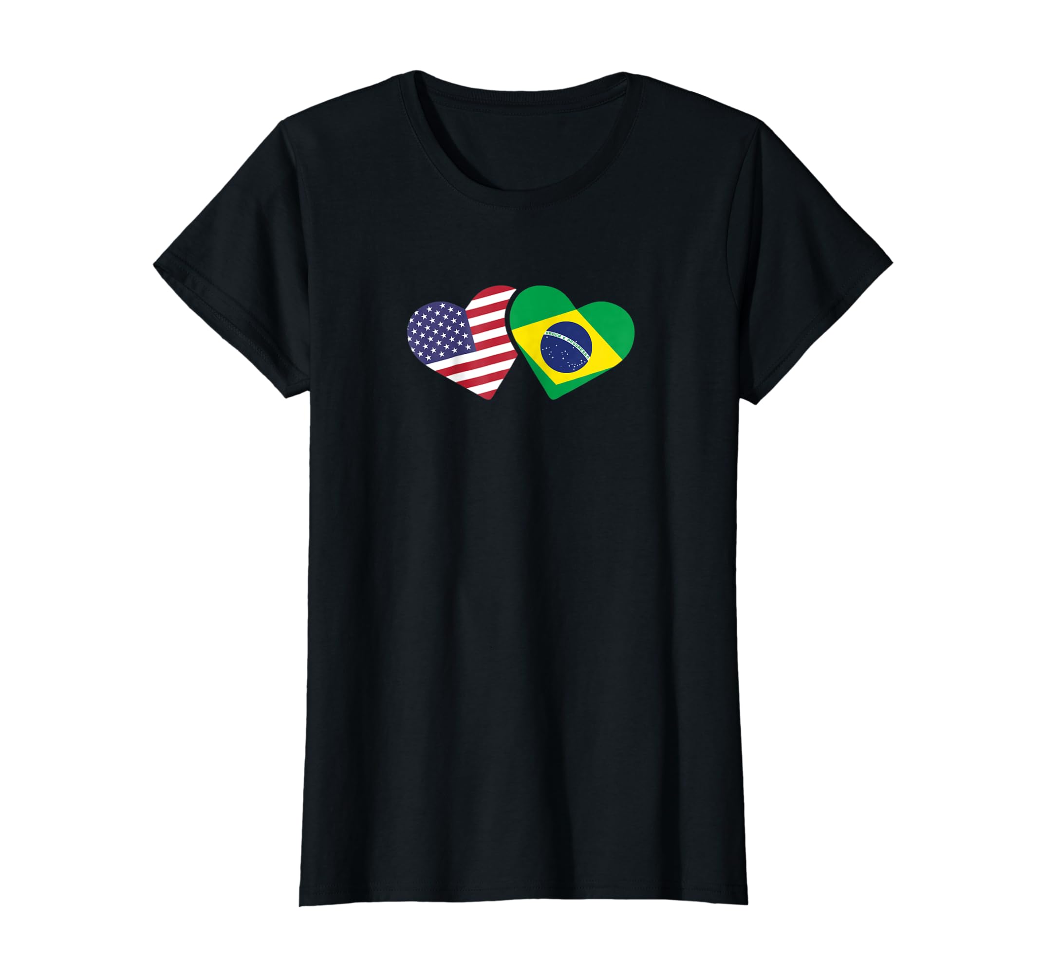 Womens Brazil Usa Flag T Shirt Heart Brazilian Americans Love Cute Womens Brazil Usa Flag T Shirt Heart Brazilian Americans Love Cute