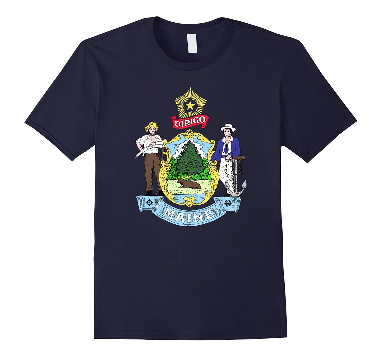 Womens Maine State Flag T Shirt Womens Maine State Flag T Shirt