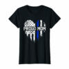 Womens Thin Blue Line Heart Proud Mom Police American Flag Tshirt