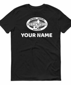 Survivor Outwit, Outplay, Outlast Logo Personalized Black Adult Short Sleeve T-Shirt