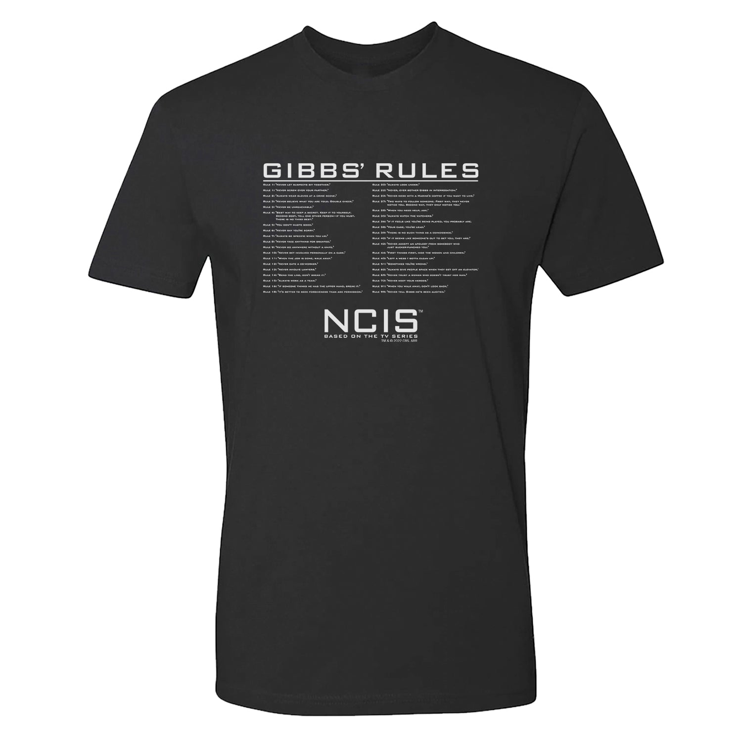 NCIS Gibbs Rules Adult Short Sleeve T-Shirt NCIS Gibbs Rules Adult Short Sleeve T-Shirt