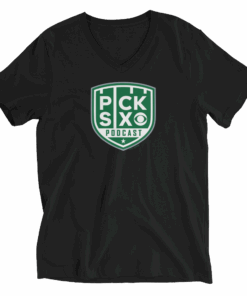 Pick Six Podcast Logo V-Neck Short Sleeve T-Shirt