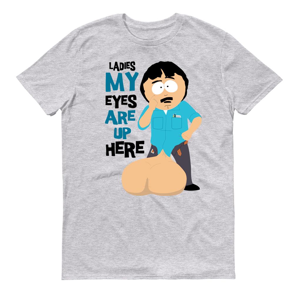 South Park Randy Eyes Up Here Adult Short Sleeve T-Shirt South Park Randy Eyes Up Here Adult Short Sleeve T-Shirt