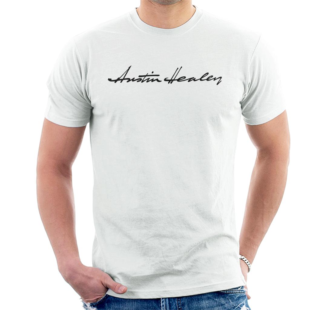 Austin Healey Handwriting Logo British Motor Heritage Men's T-Shirt Austin Healey Handwriting Logo British Motor Heritage Men's T-Shirt