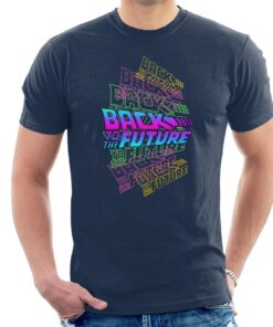Back To The Future Blue Pink Layered Logo Men's T-Shirt 1 Back To The Future Blue Pink Layered Logo Mens T Shirt 2