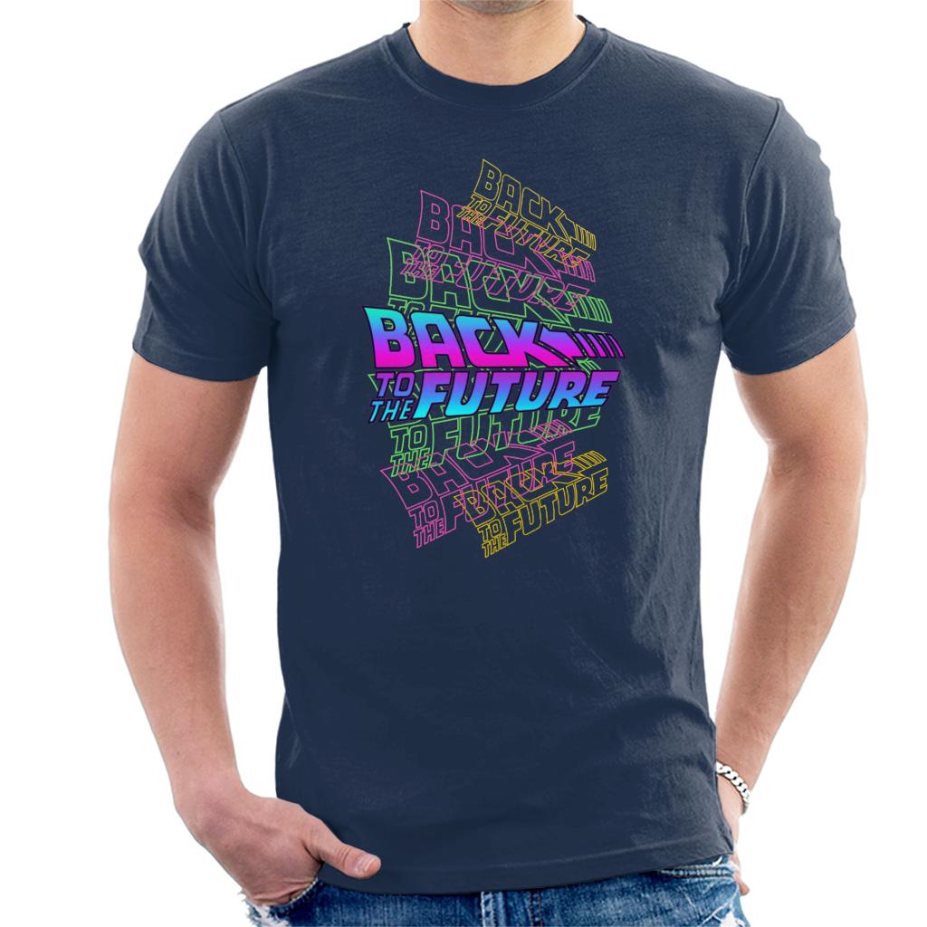 Back To The Future Blue Pink Layered Logo Men's T-Shirt Back To The Future Blue Pink Layered Logo Men's T-Shirt