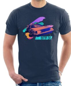 Back to the Future 35th Anniversary Delorean Flying Mens T Shirt 3