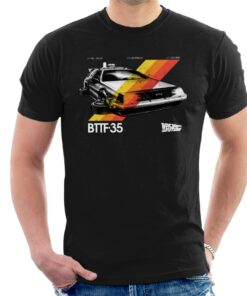 Back to the Future 35th Anniversary Delorean Stripes Mens T Shirt 1