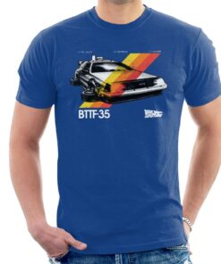 Back to the Future 35th Anniversary Delorean Stripes Mens T Shirt 2