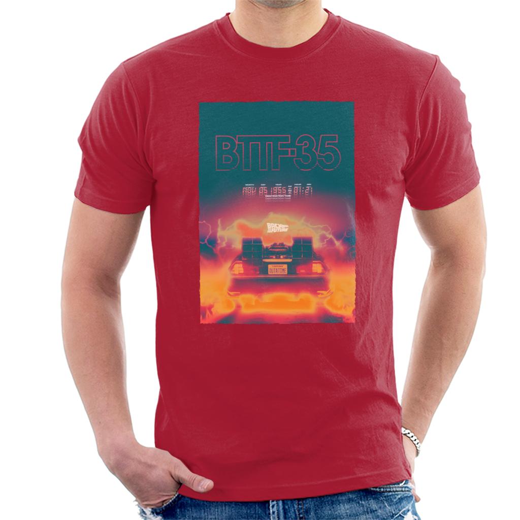 Back to the Future Delorean 35 Electric Flames Men's T-Shirt Back to the Future Delorean 35 Electric Flames Men's T-Shirt