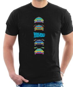 Back to the Future Delorean Doors Opening Colourful Design Mens T Shirt 1