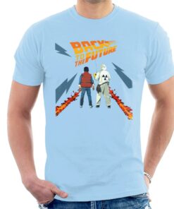 Back to the Future Delorean Fire Trail Marty And Doc Mens T Shirt 2
