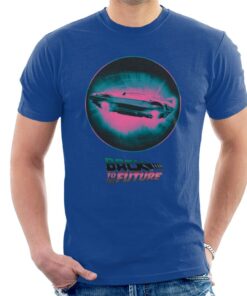 Back to the Future Delorean Flying Pink Haze Men's T-Shirt 1 Back to the Future Delorean Flying Pink Haze Mens T Shirt 2