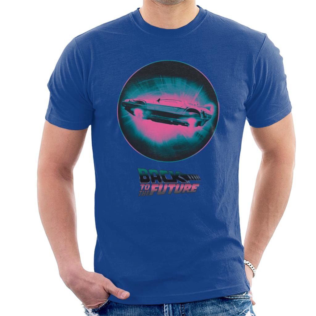 Back to the Future Delorean Flying Pink Haze Men's T-Shirt Back to the Future Delorean Flying Pink Haze Men's T-Shirt