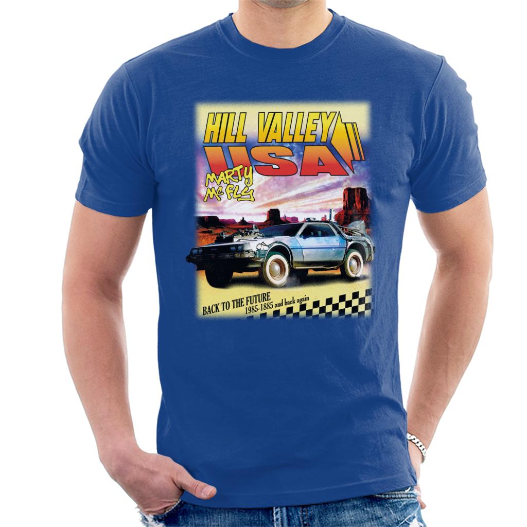 Back to the Future Delorean Hill Valley USA Marty Mcfly Men's T-Shirt Back to the Future Delorean Hill Valley USA Marty Mcfly Men's T-Shirt