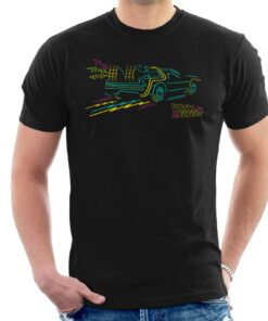 Back to the Future Delorean Neon Take Off Mens T Shirt 1