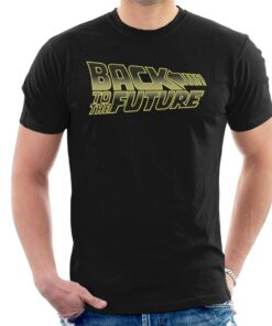 Back to the Future Gold Logo Mens T Shirt 1
