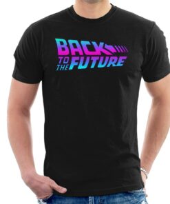 Back to the Future Pink And Blue Gradient Logo Mens T Shirt 1