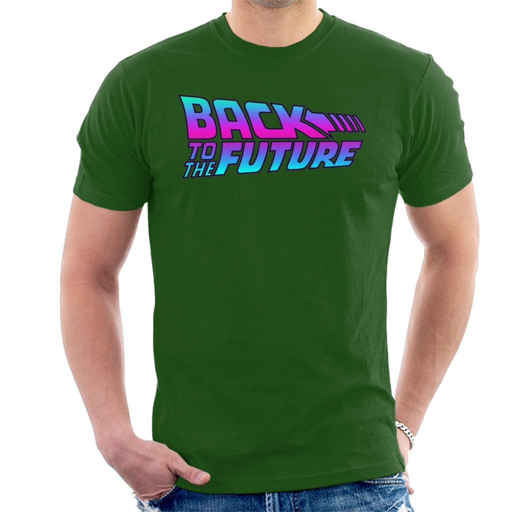 Back to the Future Pink And Blue Gradient Logo Men's T-Shirt Back to the Future Pink And Blue Gradient Logo Men's T-Shirt