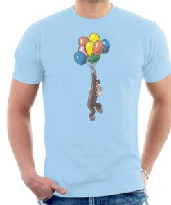 Curious George Balloon Flying Hat Men's T-Shirt 1 Curious George Balloon Flying Hat Mens T Shirt 2