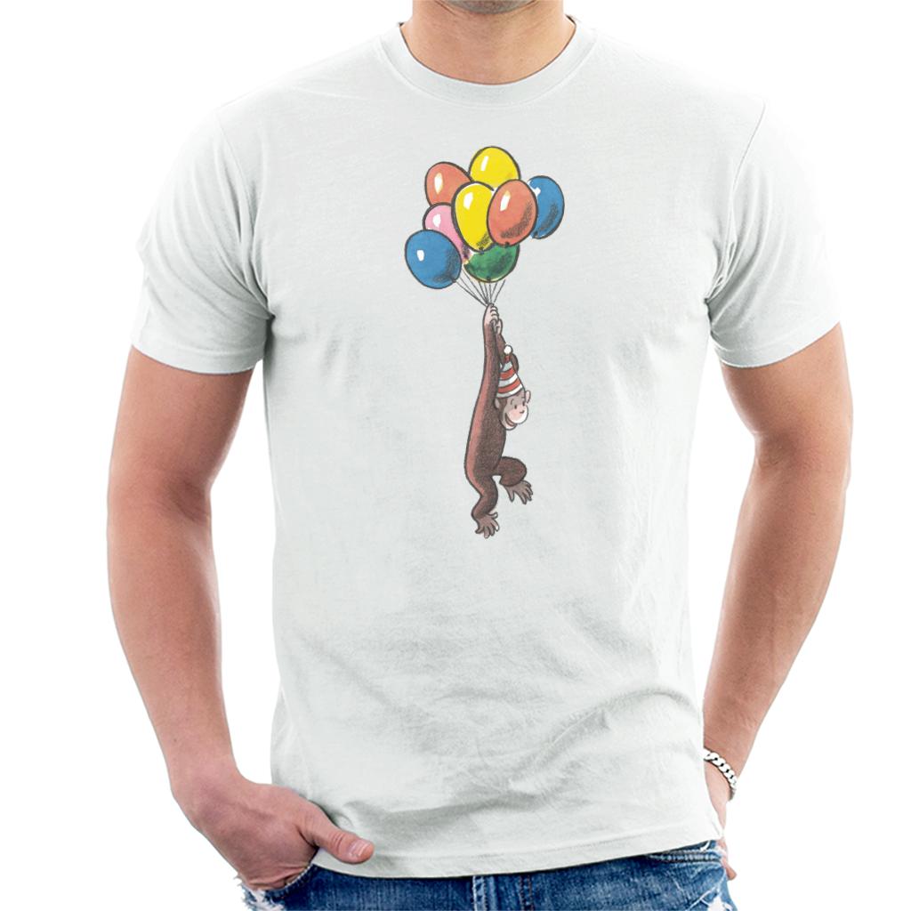 Curious George Balloon Flying Hat Men's T-Shirt Curious George Balloon Flying Hat Men's T-Shirt