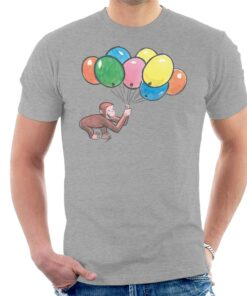 Curious George Holding Balloons Mens T Shirt 1