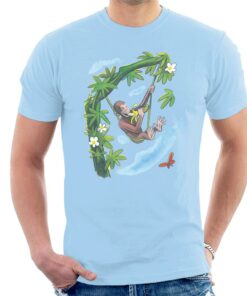 Curious George Vine Hammock And Banana Mens T Shirt 2
