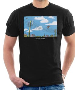 Curious George Walking On Telephone Lines Mens T Shirt 1