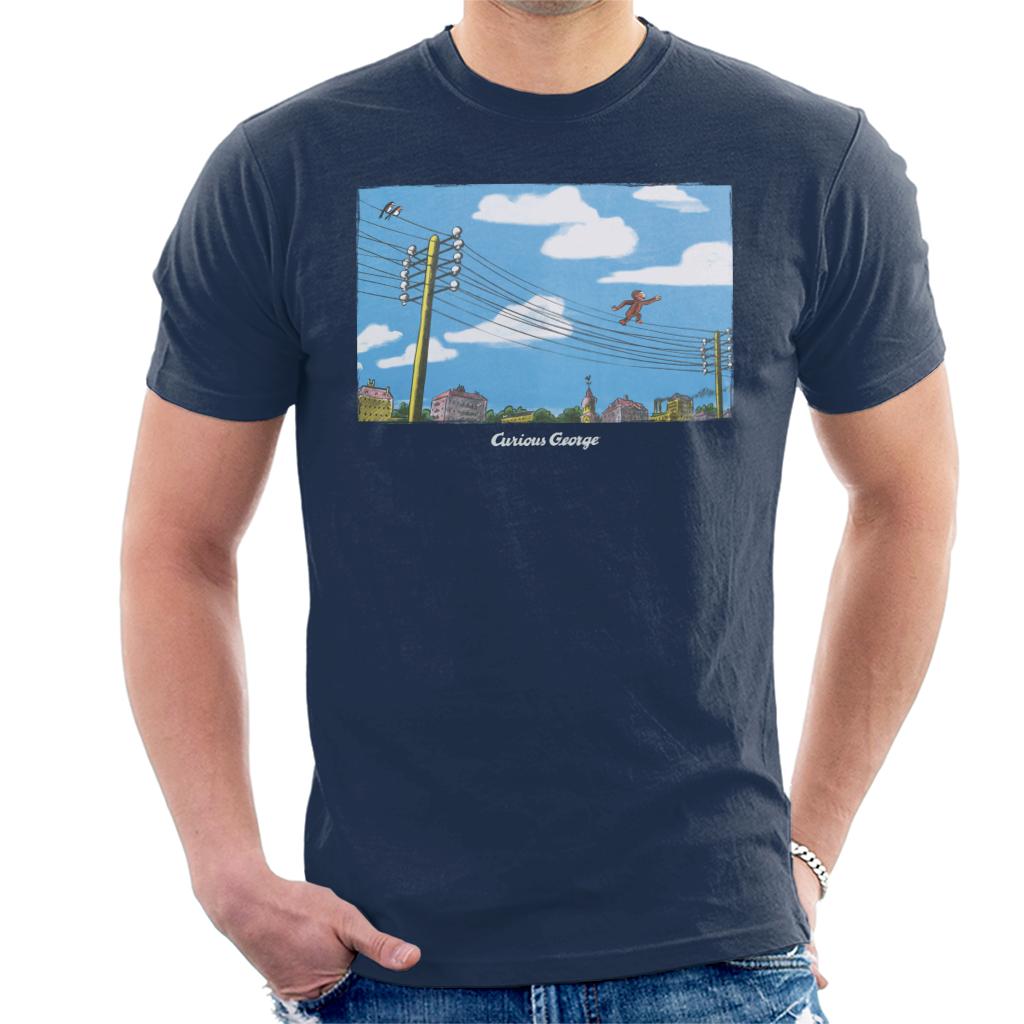 Curious George Walking On Telephone Lines Men's T-Shirt Curious George Walking On Telephone Lines Men's T-Shirt